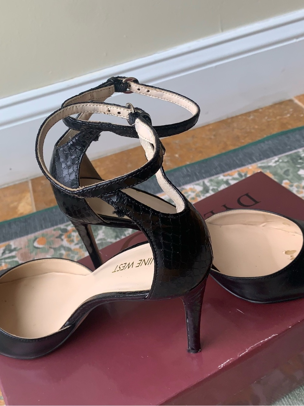 Nine West Black Pointed Toe Ankle Strap Heels - Picture 8 of 8